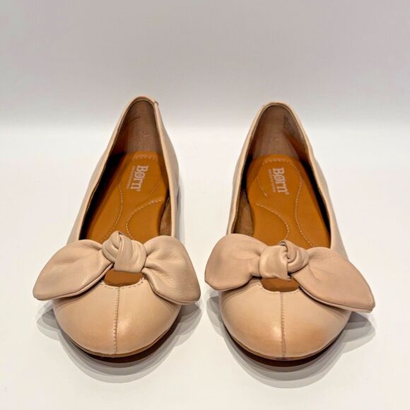 Born Anah Pinkish Tan Leather Ballet Flats With Bows Women’s Size 6.5M - Picture 4 of 14